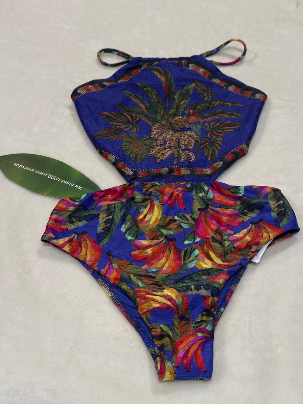 FARM Rio Blue Tropical Print One-Piece Swimsuit